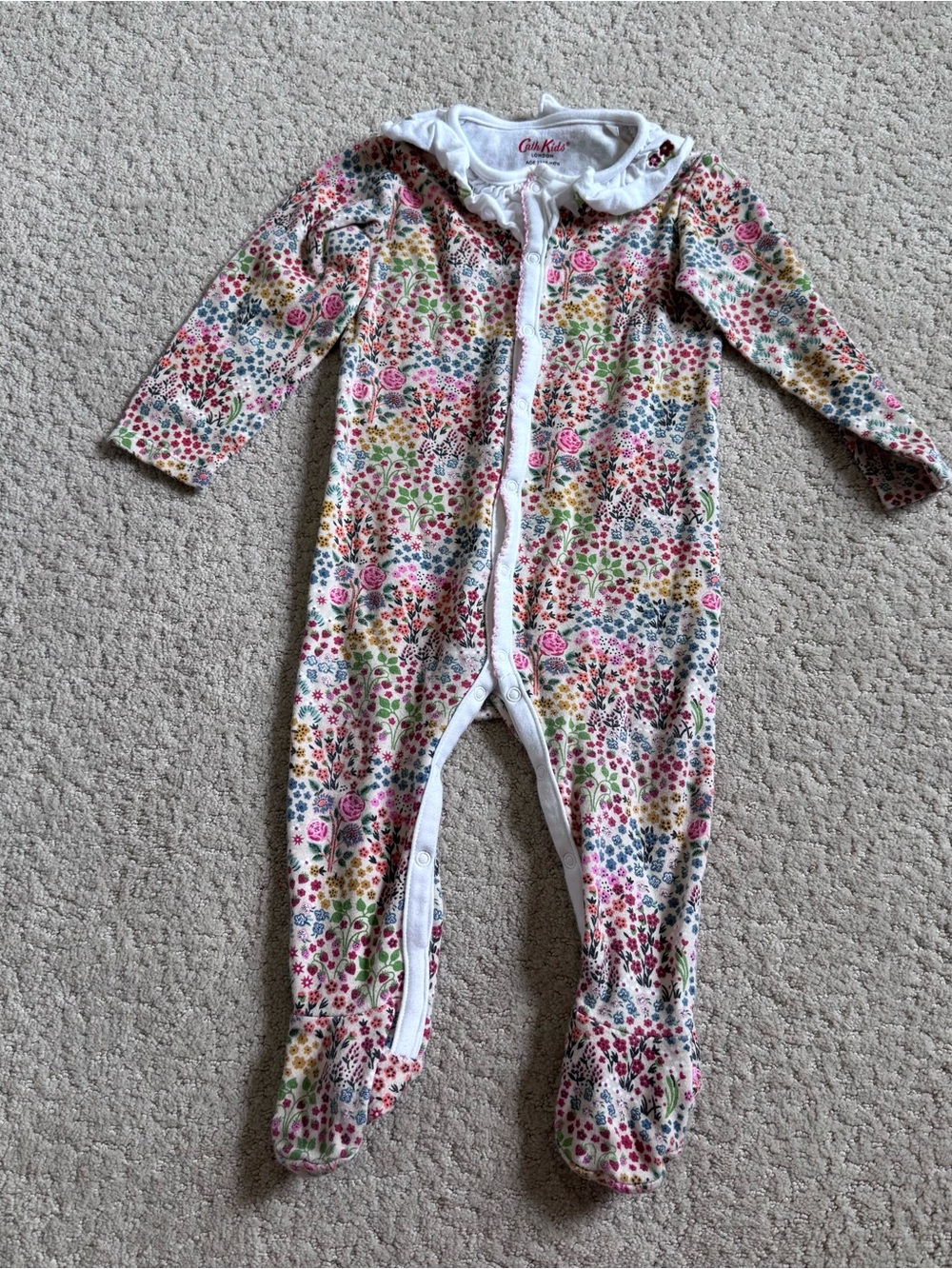 Cath Kidston Kids Baby Long Sleeve Cotton Snap Romper Flowers 12-18 Months